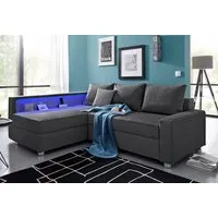 COLLECTION AB Ecksofa Relax L-Form, B: 223 cm, Bettfunktion, Bettkasten, Regalelement & 1 Zierkissen, optional Licht