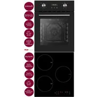 PKM Induktions Herd-Set Backofen nur 45 cm breit Induktionskochfeld Umluft Timer, mit 1-fach-Teleskopauszug, nur 45 cm breit, 1-fach Teleskopauszug, 3 Kochzonen