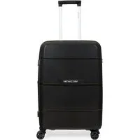 NEWCOM Hartschalen-Trolley L/66cm Hartschalenkoffer, Polypropylen, Erweiterbar, TSA-Zahlenschloss, 4 Rollen, 360° drehbar, 24 Zoll, Schwarz, leichter & robuster Reisekoffer