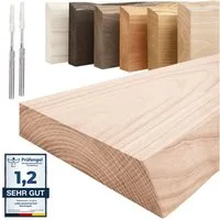 LAMO Manufaktur Wandregal Holz Baumkante, Regal Farbe: Roh, Invisible: Schweberegal, 40 cm, Komplett-Set, 40mm stake Massivholzplatte
