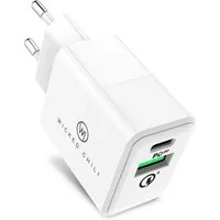 Wicked Chili 20W Dual USB-Netzteil mit QC 3.0 + USB-C PD Charge Steckernetzteil (USB-C PD 3.0 Schnellladegerät für iPhone 15 / 14 / 13 / 12)