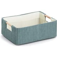Zeller Present Aufbewahrungskorb, Baumwolle/Polyester/Holz, salbei, ca. 27 x 19 x 10 cm