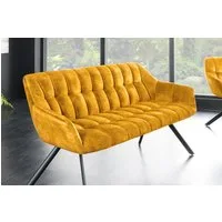 riess-ambiente Sitzbank PAPILLON 165cm senfgelb/schwarz - Samt, Metall-Füße, mit Armlehne (Einzelartikel, 1-St), gepolsterte Bank mit Rückenlehne – ideal für Esstisch, Küche & Flur
