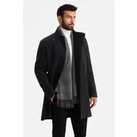 OMBRE Wintermantel Herrenmantel mit asymmetrischem Verschluss und hohem Kragen