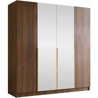 MIRJAN24 Kleiderschrank Santi II (mit vier Drehtüren) Kleiderstange, Metallgriffe, Frontspiegel