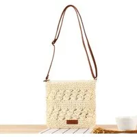 Zaewry Umhängetasche Schultertasche Sommerliche Strohtasche für Damen, kleine Strandtasche, mit Reißverschluss und verstellbarem Riemen