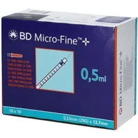 DocMed Feindosierspritze BD Micro-Fine+ Insulinspritze 0,5 ml U100 0,33x12,7mm, (Spar-Set, Weltweiter Bestseller, 100-St., Steril verpackt), latexfrei