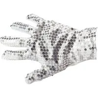 Goods+Gadgets Kostüm Michael Jackson Kostümhandschuh, Pailletten Billie Jean Handschuh, Glitzer-Handschuh Silber