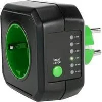 AES1 Timer Steckdose mit Energiesparfunktion, Zwischenstecker schwarz/grün