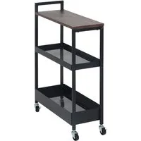 relaxdays Regalwagen Nischenwagen Industrial-Design, Industrial-Schwarz, 70 cm