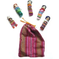 WORU Minipuppe Sorgenpüppchen im Beutel, gross, Sorgenpuppe, Sorgenfresser (5-tlg)