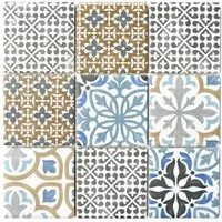 Mosani Mosaikfliesen Vintage Mosaik Fliese Wand Keramik creme blau orange grau matt