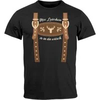 MoonWorks Print-Shirt Herren T-Shirt Lederhose Ersatz Tracht Kostüm Volksfest Bierfest mit Print