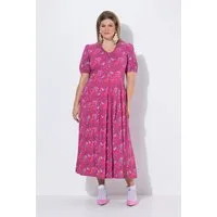Ulla Popken Dirndl Maxikleid Prinzessnähte V-Ausschnitt Halbarm