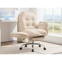 DEKKETO Bürostuhl Ergonomischer mit Armlehnen, Rückenlehne (1 St), Chenille Bürostuhl mit Wippfunktion und Fußstütze, Belastbar bis 180kg