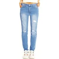 be styled High-waist-Jeans High Waist Jeans zerrissene Destroyed Slim Fit Hose - Damen - j18k High Waist
