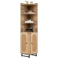 COSTWAY Bücherregal, Eckregal, 172cm Hochschrank mit 4 Regalen, platzsparend