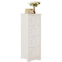 Bealife Badezimmer-Set Badezimmerschrank mit 4 Schubladen, holz, weiß, 30x30x82 cm (TxBxH)