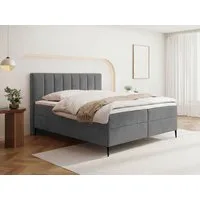 WFL GROUP Boxspringbett Allen mit Bettkasten, Boucle oder Samt, hohes Kopfteil & hohe Füße (erhältlich in 5 Größen: 120x200, 140x200, 160x200, 180x200, 200x200 cm), Doppelbett mit H4 Pocket Matratze, Foam Topper & Stauraum, Made in EU