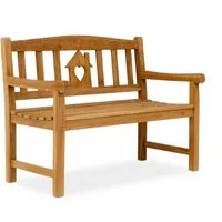 Garden Pleasure Gartenbank Gartenbank Teak 2-Sitzer HOME mit Haus & Herz Design