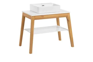 Waschbeckenunterschrank SORBI Eiche massiv inkl.Waschbecken