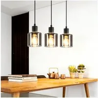 ZMH Pendelleuchte Esstischlampe Hängend Hängeleuchte Schwarz/Berstein - E27 Vintage Flur, Einfache Installation, ohne Leuchtmittel, Höhenverstellbar für Hotel Büro Vintage Esszimmerlampe