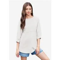 Imily Bela Blusentop Damen Lässiges Fließendes Peplum-Top mit 3/4-Ärmeln (Packung, 1-tlg., 1per-Pack) aus Baumwolle