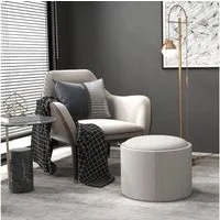 HOMCOM Sitzhocker Runder Hocker Couchtisch mit Klappdeckel (56 x 42 x 42 cm Runder Fußhocker mit Leinenoptik, 1 St., Polsterhocker mit Stauraum), für Wohnzimmer, Schlafzimmer, Hellgrau