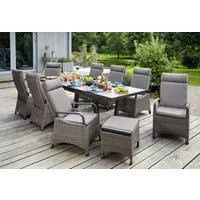LC Garden Garten-Essgruppe Komido« Dining Set I Sitzgruppe Gartenset omega braun, (Set, 7-tlg), ausziehbarer Tisch