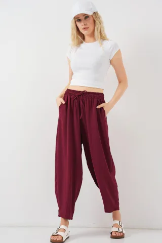 Strukturierte Salwar-Hosen mit Kordelzugbund