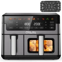 oyajia Heißluftfritteuse Heißluftfritteuse Dual Zone Heißluftfritteuse XXL, 10 Programme, Air fryer 11,2 L, Ohne Öl Frituese, Temperaturregelung für das Luftbraten, Braten, 2600,00 W