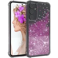 EAZY CASE Handyhülle Liquid Glittery Case für Samsung Galaxy A35 6,6 Zoll, Bumper Case Back Cover Glitter Glossy Handyhülle Etui Violett Lila