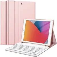 Fintie Tablet-Hülle mit Tastatur für iPad 10.2 Zoll(9/ 8/ 7 Generation - 2021/2020/2019), Soft TPU Case mit Pencil Halter, magnetisch Tastatur mit QWERTZ Layout