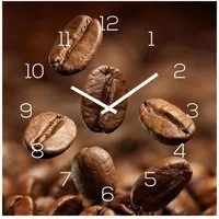 Levandeo® Wanduhr (Wanduhr Glas 30x30cm Uhr Glasbild Kaffee Kaffeebohnen Coffee)