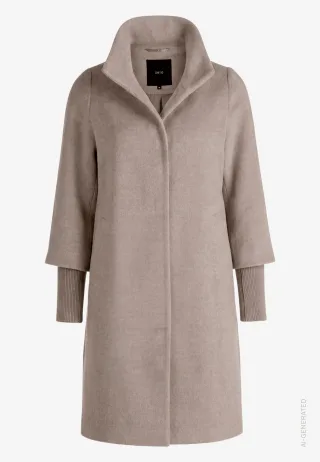 zero - Damen Mantel mit Strickbündchen Taupe Melange - Gr. - 38
