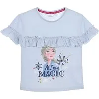 Disney Print-Shirt Disney Die Eiskönigin Elsa Kinder Mädchen kurzarm T-Shirt 100% Baumwolle, Gr. 104 bis 128
