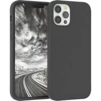 EAZY CASE Handyhülle Premium Silikon Case für iPhone 12 / iPhone 12 Pro 6,1 Zoll, Schutzhülle mit Kameraschutz Back Cover Hülle Slimcover Anthrazit Grau