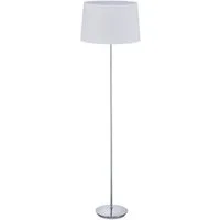 relaxdays Stehlampe mit Stoffschirm, Indirekte, stimmungsvolle Beleuchtung mit praktischem Fußschalter, E27-Fassung, max. 60 W (Leuchtmittel nicht enthalten), weiß