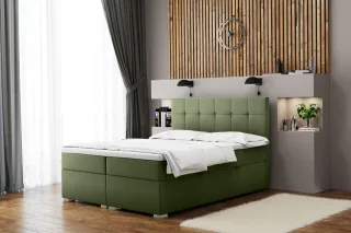 Boxspringbett Schlafzimmerbett ABELT 160x200cm in Stoff Matt Velvet Olive
