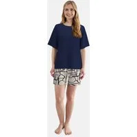 TOM TAILOR Shorty Halbarm, mit Muster, Rundhalsausschnitt, Viskosemix