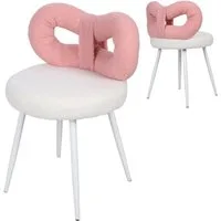 Rutaqian Stuhl Schminkhocker mit Bowknot Rückenlehne,Make-Up Stuhl, Einstellbare Fuß Pads,Armless,Dressing Stuhl Seite Tisch Sitz