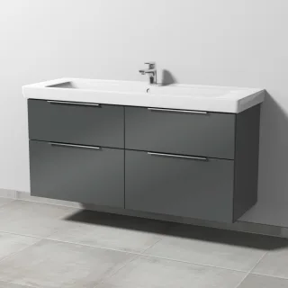Sanipa 3way Waschtischunterbau zu Villeroy & Boch Subway 2.0 Waschtisch mit 4 Auszügen, Anthrazit-Gl UF61679