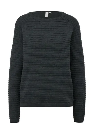 Q/S designed by - Pullover mit Strukturmuster schwarz - Gr. - XXL