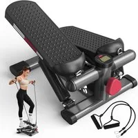 JASPORT Mini-Stepper ST1 2-in-1 Mini Stepper mit Widerstandsband (2-in-1 Up-Down Swing Stepper mit Power Ropes), leise, max. Belastbarkeit 100kg