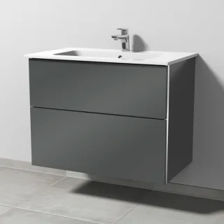 Sanipa 3way Waschtischunterbau zu Duravit ME by Starck Waschtisch mit 2 Auszügen, Anthrazit-Glanz BS72579