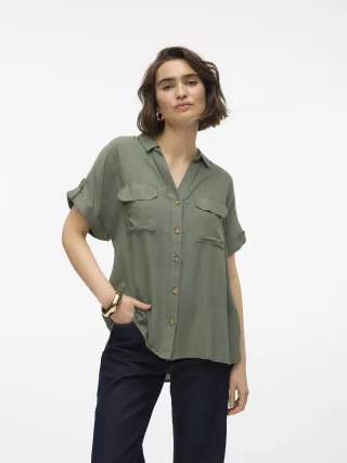 VERO MODA - VMBUMPY SS SHIRT WVN NOOS laurel wreath - Gr. - XL