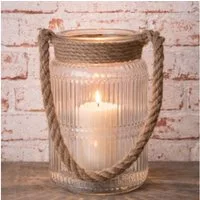 AltoBelli Kerzenhalter AltoBelli Windlicht BOGENSE Glas mit Kordel 21x14 cm