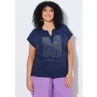 Ulla Popken T-Shirt T-Shirt Ziersteine Oversized Tunika-Ausschnitt