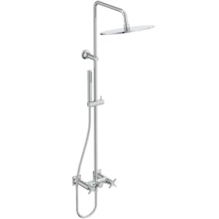 Ideal Standard Joy Neo Zweigriff-Duschsystem BD158AA mit Einhebel-Brausearmatur, Kreuzgriffe, chrom