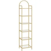 HZUANERI Regal Bücherregal aus gehärtetem Glas, schlankes Regal mit 6 Ablagen, für Schlafzimmer, Badezimmer, Heimbüro, 40x26x180,5cm